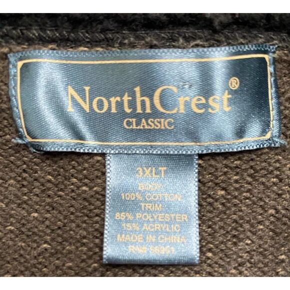 Northcrest Classic Men's 3XLT 1/4 Zip Brown Soft Knit Sweater with Ribbed Hems - Picture 9 of 10